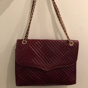 Burgundy Rebecca Minkoff bag with chain strap